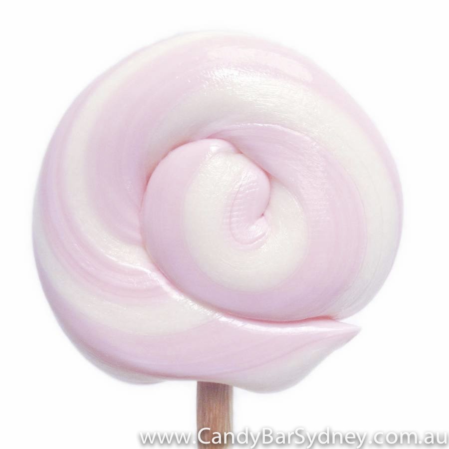 Baby Pink & White Swirl Rock Candy Lollipop Candy Bar Sydney